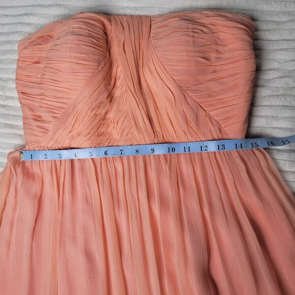 Donna Morgan Strapless Peach Chiffon Maxi Dress 8 Prom Homecoming Formal Gown - Picture 7 of 11